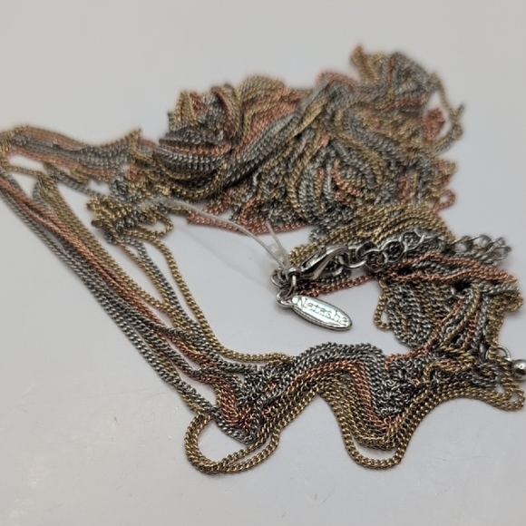 Natasha Couture Gold and Silver Lariat Necklace - Picture 3 of 5